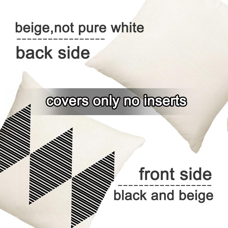 RABUSOFA Outdoor Pillows Waterproof,20x20 inch Black and White Boho Set of 4 for Patio Furniture,Sunbrella Outdoor Pillow Covers for Couch(no Insert) - Image 2