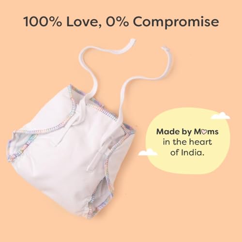 SuperBottoms DryFeel Baby Langot 0-6 months l Organic Cotton Modern Baby Nappy l Mess-free Langot with Gentle Elastics l Super DryFeel Top Layer l Diaper-free Time Essential | 12 Pack - Image 3