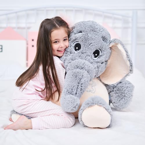 IKASA Giant Elephant Stuffed Animal Plush Toys Soft Gifts Gray 39 inches - Image 5