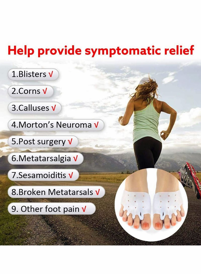 Excefore Gel Metatarsal Pads, Ball of Foot Cushions with Breathable Honeycomb Toe Separator Neuroma Callus Metatarsal Foot Pain Relief Bunion Forefoot Cushioning Relief Women (3Pairs) - Image 2