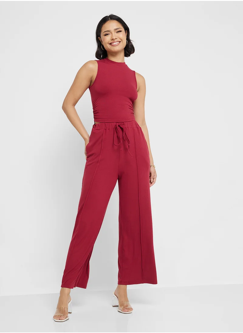 جينجر Fitted Vest & Drawstring Pant Lounge Set