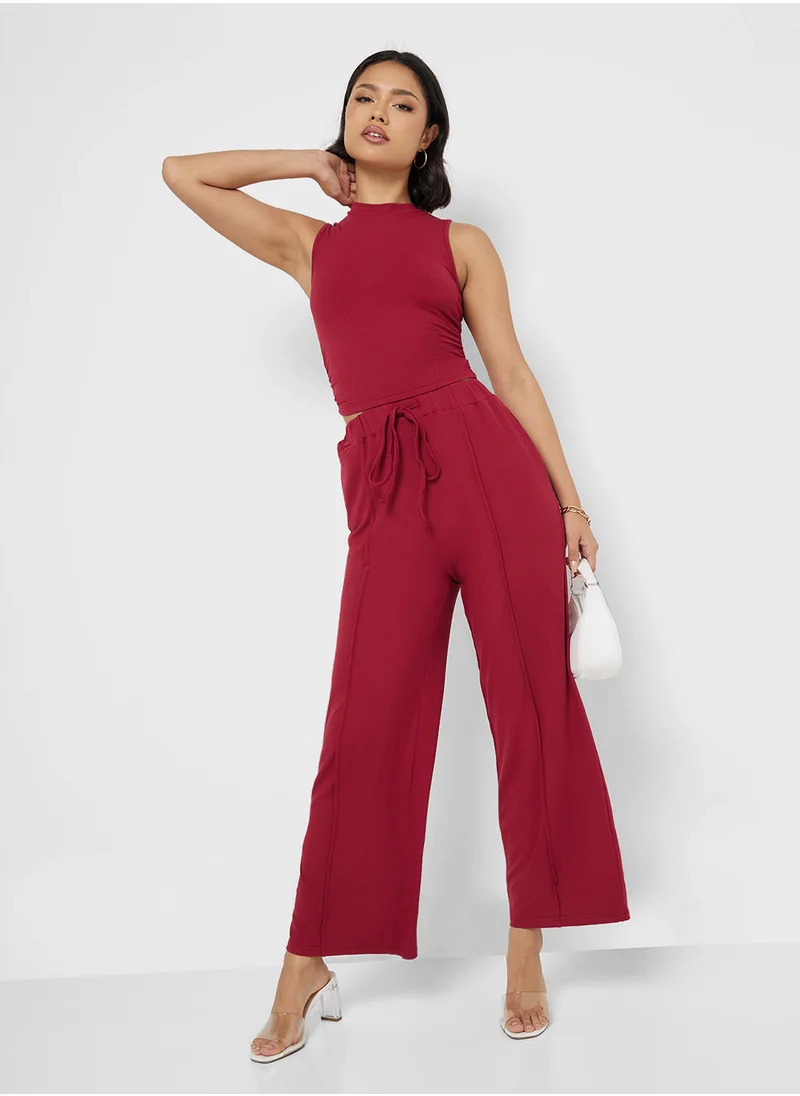 جينجر Fitted Vest & Drawstring Pant Lounge Set