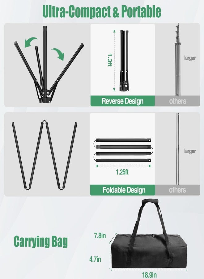 Qoolfoto Green Screen Backdrop Kit, 5×7ft Portable Greenscreen Background with Adjustable T-Shaped Stand, 5 Clamps, Carrying Bag for Parties, Streaming, Photography, Zoom, Gaming, Video Studio - Image 4