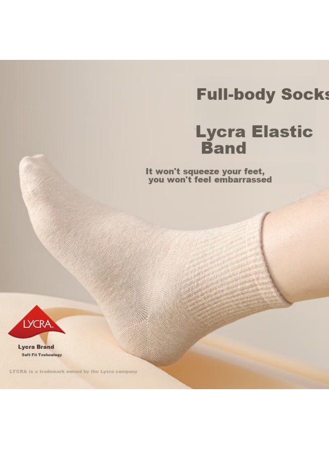 B&C.ROOM Cotton Bamboo House Men's Summer Mid-length Socks Antibacterial Cotton Odor-resistant Absorbent Breathable Short Socks Men's Spring And Summer Style 5 Pairs - Image 4