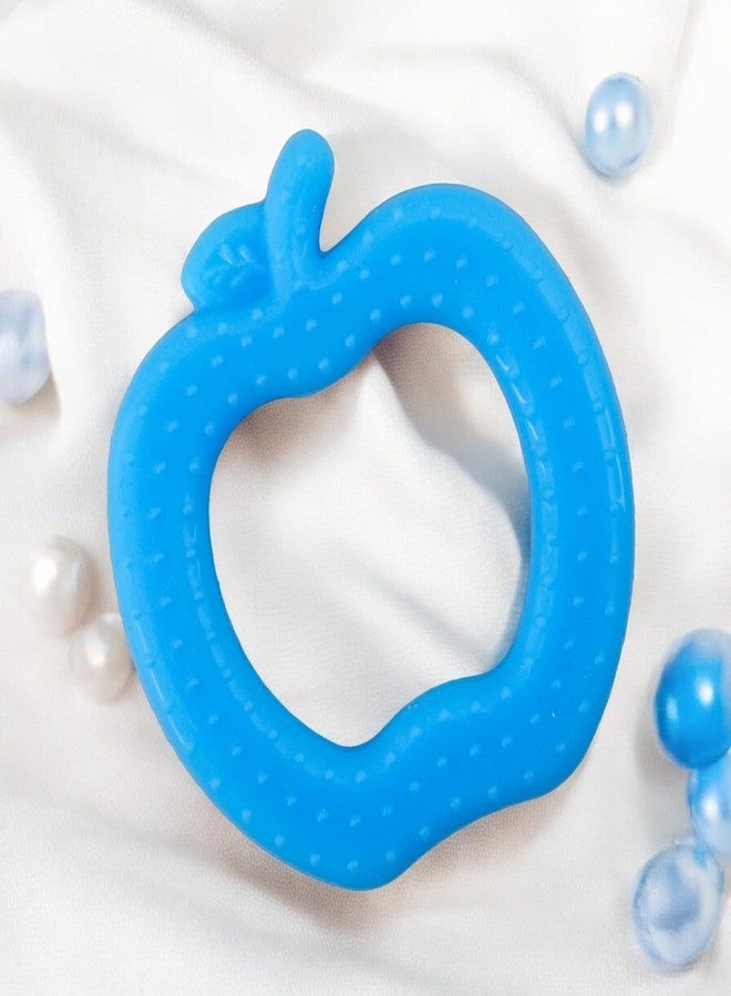 MamaLaps Soft Silicone Baby Teether, Silicone BPA Free Teethers for Newborn Infant, Teething Toy for Babies with Textured Surface for Soothing Gums (Pack of 1, Apple-Blue) - Image 1
