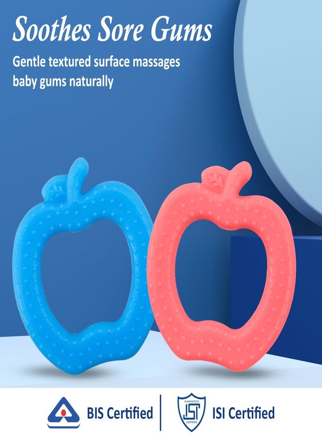 MamaLaps Soft Silicone Baby Teether, Silicone BPA Free Teethers for Newborn Infant, Teething Toy for Babies with Textured Surface for Soothing Gums (Pack of 1, Apple-Blue) - Image 2
