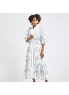 FAV Solid Tiered Shrug with Floral Print Longline Shrug  - Image 1