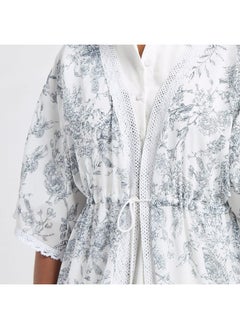 FAV Solid Tiered Shrug with Floral Print Longline Shrug  - Image 4