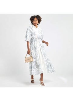 FAV Solid Tiered Shrug with Floral Print Longline Shrug  - Image 2
