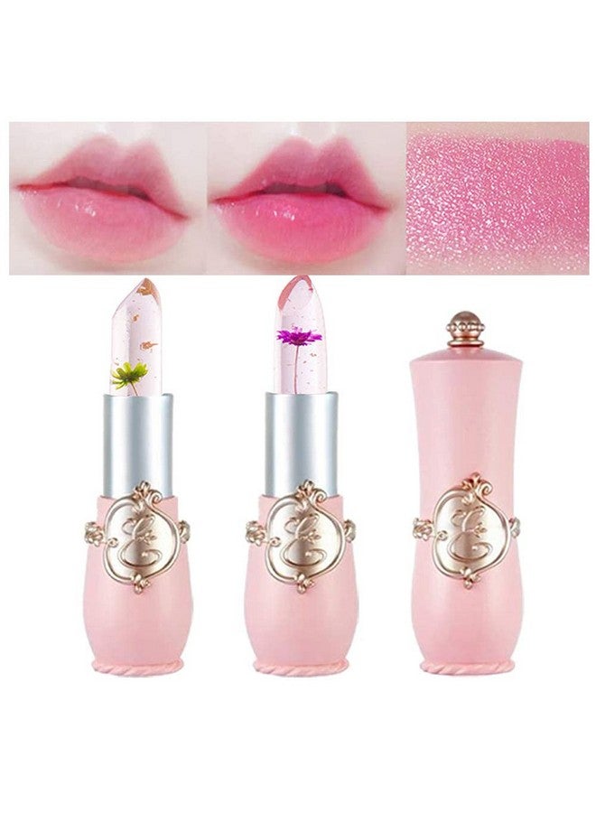 BINGBRUSH 2Pcs Crystal Flower Jelly Color Changing Lipstick Magic Lipstick Lip Gloss With Flower Inside,Clear Flower Ph Glitter Jelly Lipstick With Real Flowers Prime Lip Color Change Changing Lipstick Lip Blam - Image 2