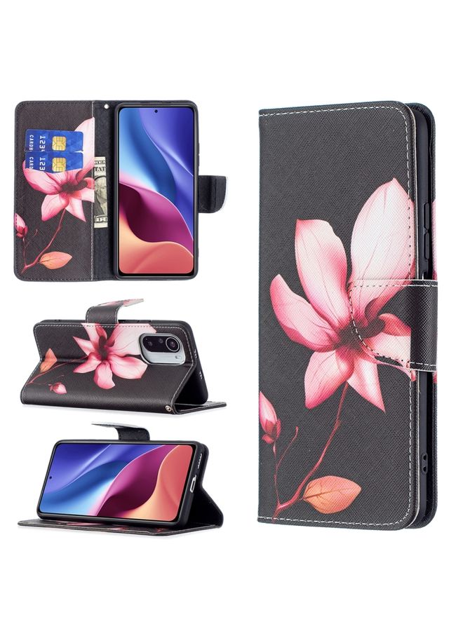 HuHa Case Cover For Xiaomi Mi 11i / Poco F3 / Redmi K40 Colored Drawing Pattern Horizontal Flip Leather Case with Holder & Card Slots & Wallet Lotus 