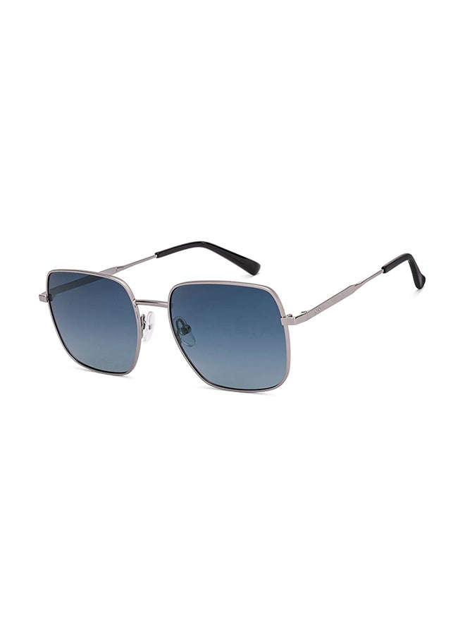 John Jacobs Unisex John Jacobs | Silver - Blue | Full Rim Square Stylish & Premium Sunglasses | JJ Acetate | Polarized and 100% UV Protected | Men & Women | Medium | JJ S70010 - Image 1