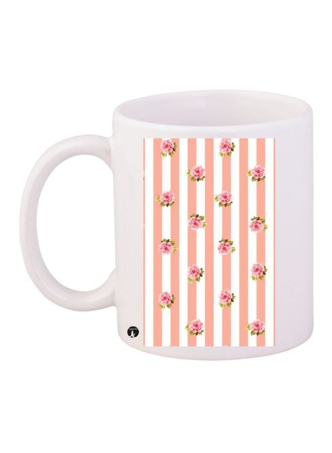 Floral Printed Coffee Mug White/Beige/Pink 11ounce