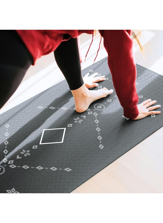 ThinkArtDecor Think Art Decor Alignment Yoga Mat for Women, Men, Kids, 6mm Thick TPE Mat with Strap, Dual textured for Anti-Slip, Durable Exercise Mat for Home Workout, Gym*, Meditation (24X72 inch, Silver Grey) - Image 1