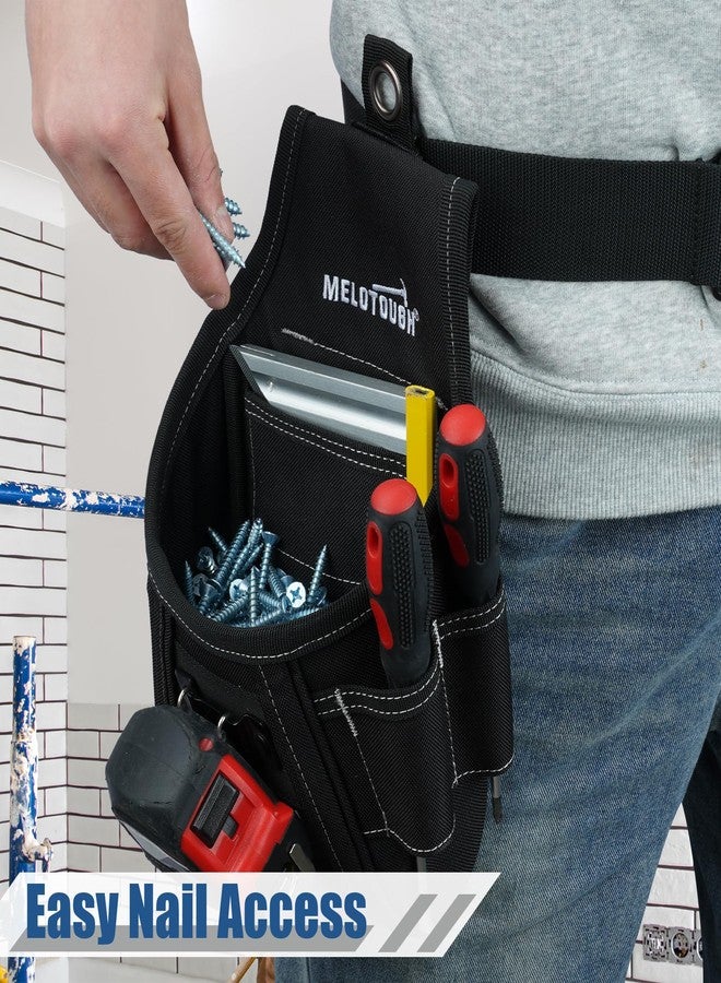 MELOTOUGH Nail and Screw Organizer Bag for Electricians and Carpenters, Tool Belt Pouch with Belt Clip, Heavy Duty Work Fastener Pouch(Black) - Image 5