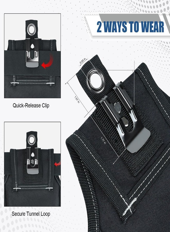 MELOTOUGH Nail and Screw Organizer Bag for Electricians and Carpenters, Tool Belt Pouch with Belt Clip, Heavy Duty Work Fastener Pouch(Black) - Image 4