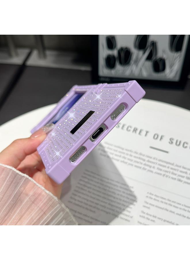 اس-توب جراب لهاتف Samsung Galaxy Z Flip6 5G PC، جراب قابل للطي مقاوم للصدمات بالكامل من الألماس مع شعار ماسي - Image 3