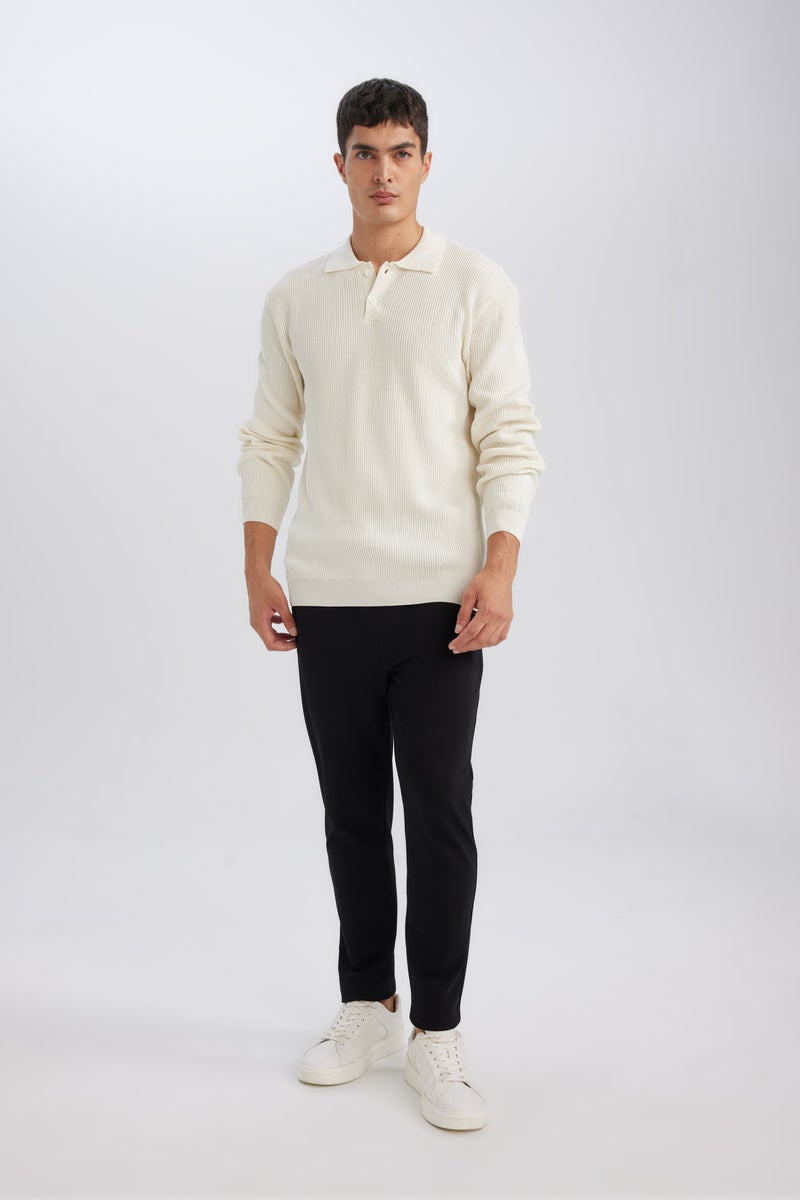 DeFacto Man Standard Fit Polo Collar Buttoned Knitted Pullover - Image 4