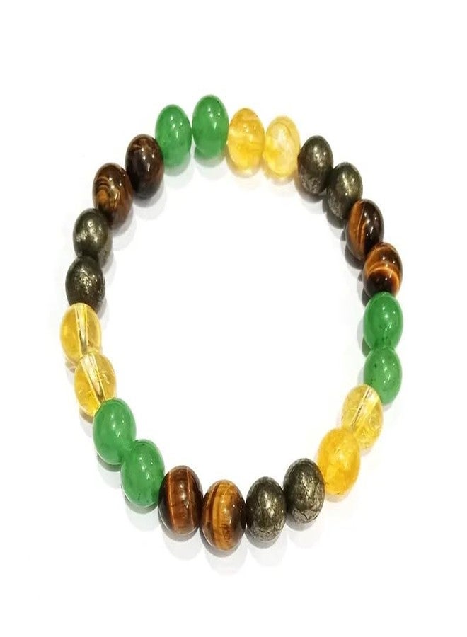 Sukhad Natural Multi Stone Healing Crystal Bracelet for Men & Women | Pyrite Citrine Green Aventurine Beaded Bracelet | Money Magnet Wealth & Luck | Adjustable Energy Unisex - Image 4