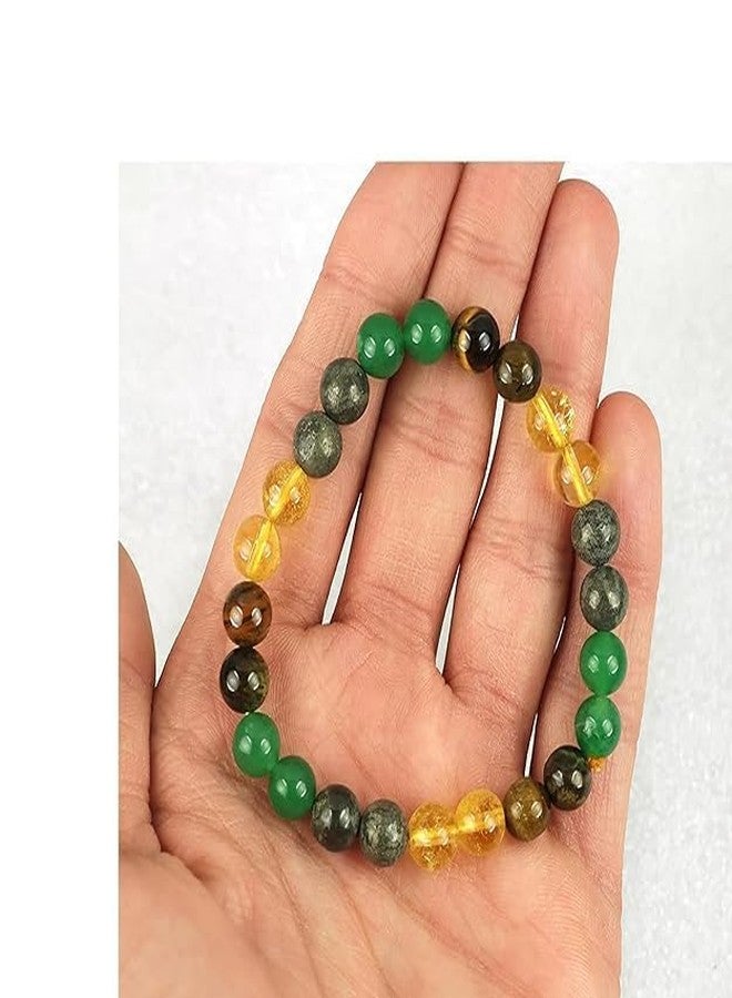 Sukhad Natural Multi Stone Healing Crystal Bracelet for Men & Women | Pyrite Citrine Green Aventurine Beaded Bracelet | Money Magnet Wealth & Luck | Adjustable Energy Unisex - Image 5