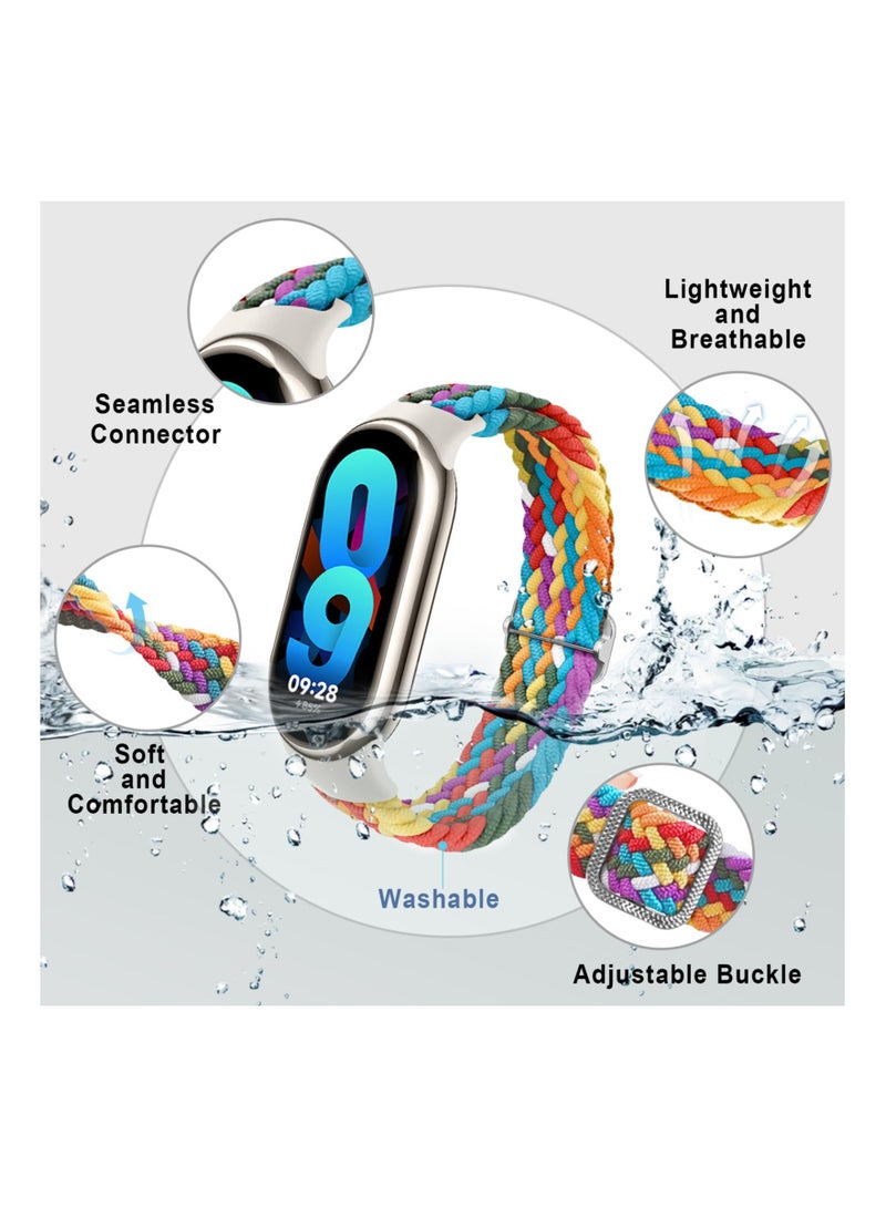 SYOSI Braided Strap Compatible with Xiaomi Smart Band 8, Soft Nylon Sport Strap, Breathable Stretchable Elastic Sport Strap Replacement Band for Women Men Children, 10 Pcs - Image 5