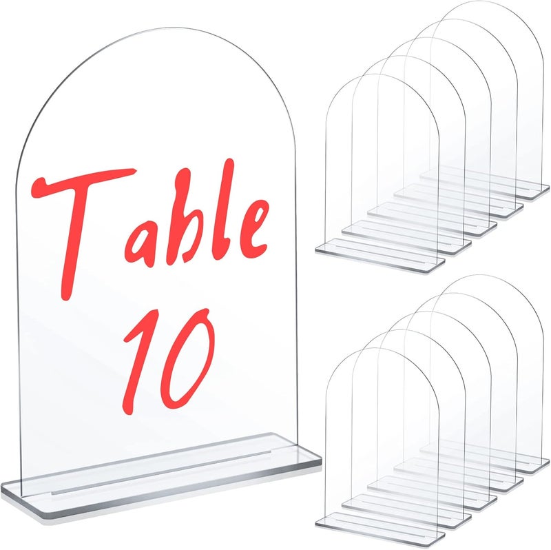 TPGP 10 Set 5x7 Inch Clear Arch Acrylic Table Numbers with Stands - DIY Wedding and Event Signs - Image 1