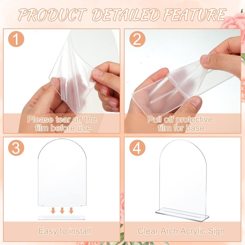 TPGP 10 Set 5x7 Inch Clear Arch Acrylic Table Numbers with Stands - DIY Wedding and Event Signs - Image 2