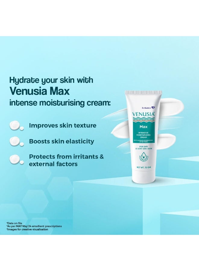 VENUSIA Dr. Reddy's Venusia Max Cream | Dermatologist Rec. for Dry to Very Dry Skin | Clinically Proven 24 hrs Moisturization | Paraben Free | Face & Body | Cocoa, Mango & Aloe Butter | 75g - Image 2