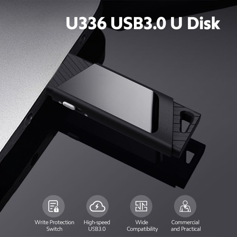 ويب فيلاش USB نيتاك U336 USB3.0 بسعة 64 جيجابايت محمول عالي السرعة مع حماية الكتابة وتوافق واسع - لون أسود - Image 3