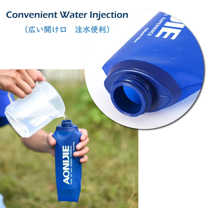 TRIWONDER TPU Soft Folding Water Bottles BPA-Free Collapsible Flask for Hydration Pack - Ideal for Running Hiking Cycling Climbing (500ml/16.9oz - Pack of 2) - Image 4