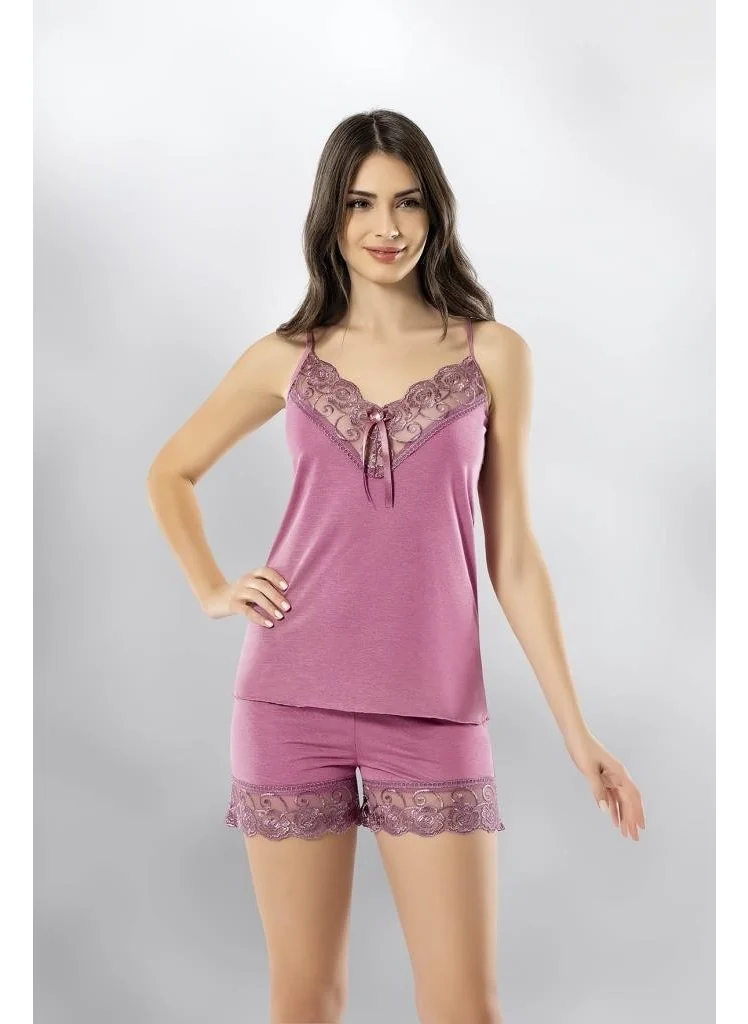 كوتا 6341 Women's Lace Detailed Combed Cotton Tool Shorts Nightgown Set