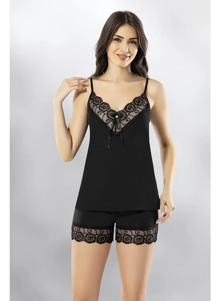 كوتا 6341 Women's Lace Detailed Combed Cotton Tool Shorts Nightgown Set