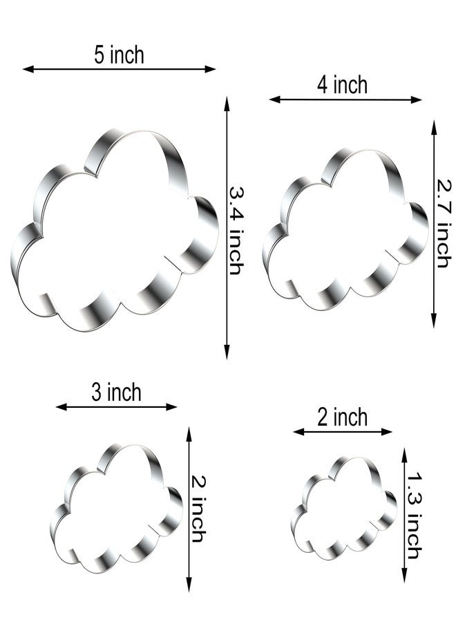 QAAQS Cloud Cookie Cutter Set Large - 5 Inch, 4 Inch, 3 Inch, 2 Inch - 4 Pieces Cookie Cutters Shapes Sandwich Fondant Biscuit Clay Molds - Stainless Steel - Image 2