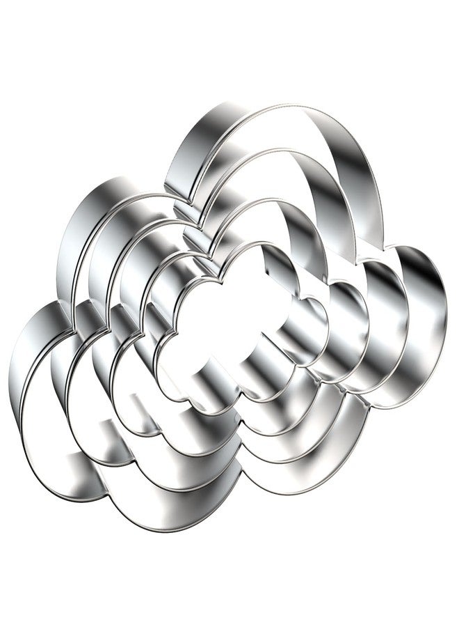 QAAQS Cloud Cookie Cutter Set Large - 5 Inch, 4 Inch, 3 Inch, 2 Inch - 4 Pieces Cookie Cutters Shapes Sandwich Fondant Biscuit Clay Molds - Stainless Steel - Image 1