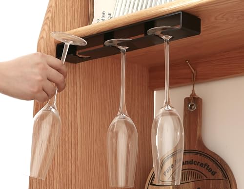 Aydomer 2Pack Wine Glass Holder Under Shelf Cabinet Wine Glass Rack Plastic Stemware Rack Glasses Storage Hanger Bar Kitchen Wine Glasses Organizer (black) - Image 4