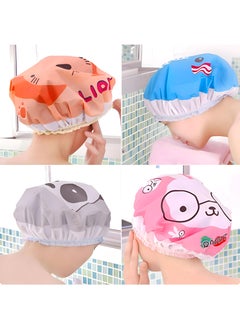 Generic Adorable Cartoon Animal Bath Caps: Waterproof, Elastic Peva Shower Hats For Women, Girls, Kids - Perfect Bathroom Accessories (5 Pieces Set)  - Image 2