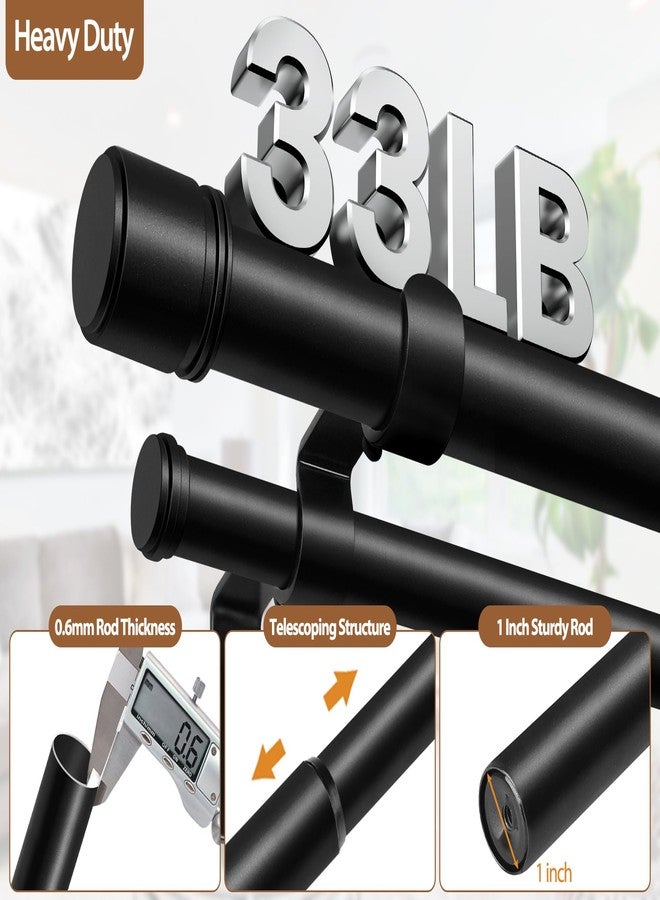 HOTOZON Double Curtain Rod 32 to 86 Inch, HOTOZON 1 Inch Heavy Duty Double Curtain Rods for Windows 20 to 82 Inches(1.7-6.8 ft), Telescoping Drapery Rod with Simple End Finials, Black - Image 4