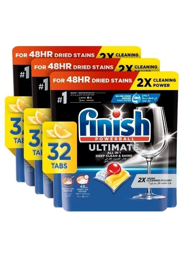 Finish Ultimate Dishwasher Tablets, Lemon Sparkle Scent, 2x More Cleaning Power, 96 Tabs - Image 1