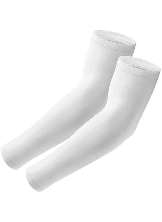 Aprilswan Arm Sleeves, UV Sun Protection Sports Non Slip Compression Cover for Men/Women, 1 Pairs - White, One size - Image 1