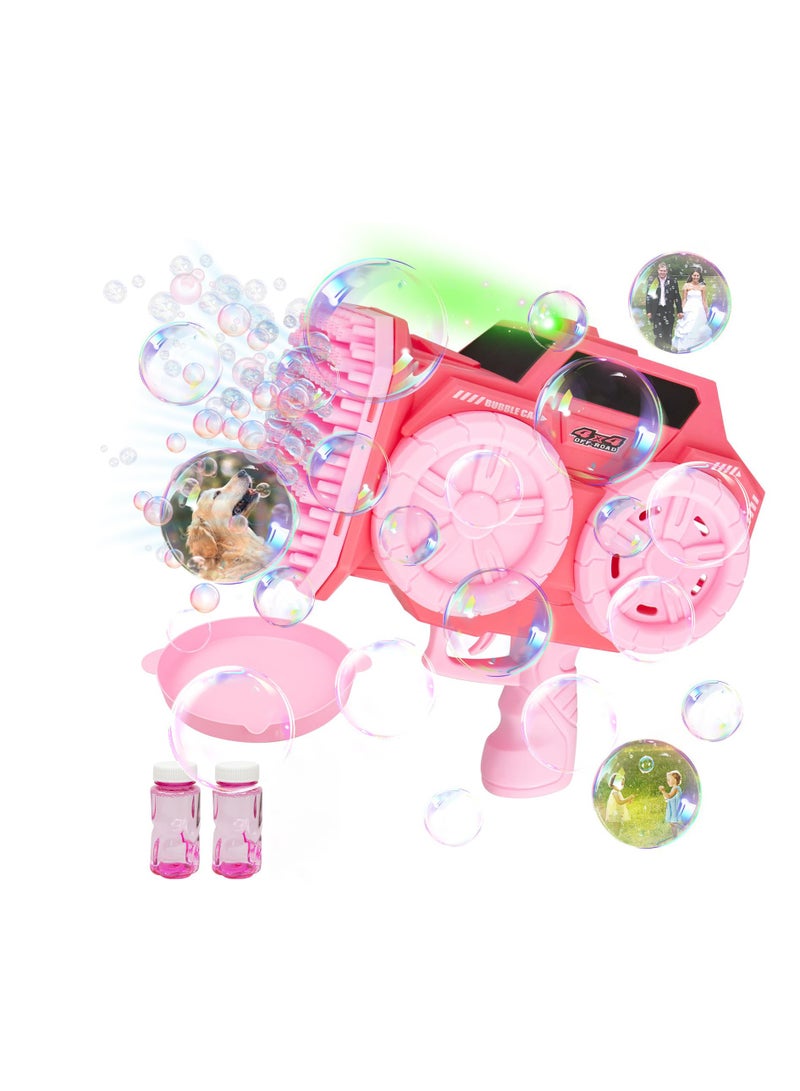Excefore Kids Bubble Machine, 139 Holes Automatic Bubble Blaster Blower Toy with 2 Bubble Refill Solution, Indoor Outdoor Bubble Maker, Game Activities Toys for Birthday Wedding Party Favors, Pink - Image 2