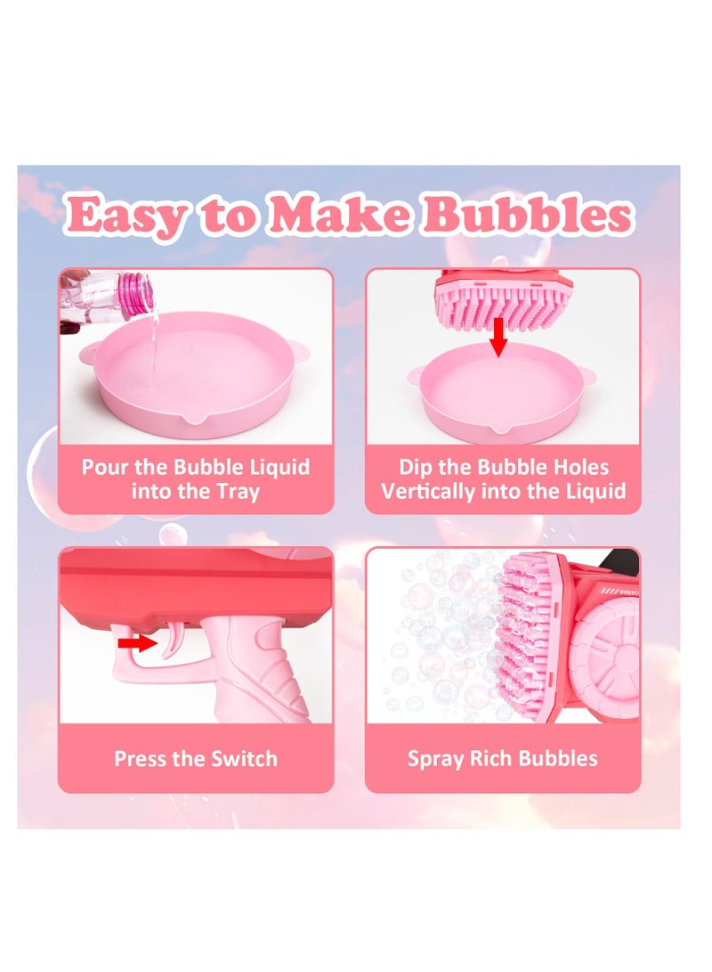 Excefore Kids Bubble Machine, 139 Holes Automatic Bubble Blaster Blower Toy with 2 Bubble Refill Solution, Indoor Outdoor Bubble Maker, Game Activities Toys for Birthday Wedding Party Favors, Pink - Image 5
