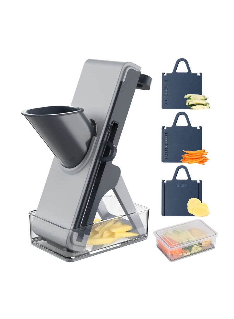 SOLARAE 4-in-1 Mandoline Slicer for Kitchen - Safe Vegetable Chopper & Adjustable Food Slicer for Julienne Cutting Potatoes, Onions, Cucumbers, Carrots, and Meat (Blue) - Image 1