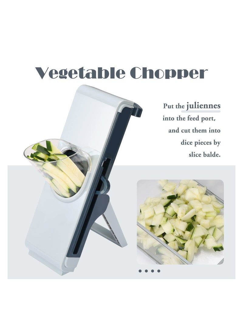 SOLARAE 4-in-1 Mandoline Slicer for Kitchen - Safe Vegetable Chopper & Adjustable Food Slicer for Julienne Cutting Potatoes, Onions, Cucumbers, Carrots, and Meat (Blue) - Image 5