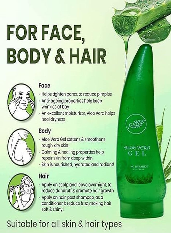 INDOPOWER Pure & Natural Aloe Gel | For Moisturizing Face Skin & Hair Care Durable Moisturizing | Hydrating & Soothing | Non-Sticky (Pack of 2) - Image 4