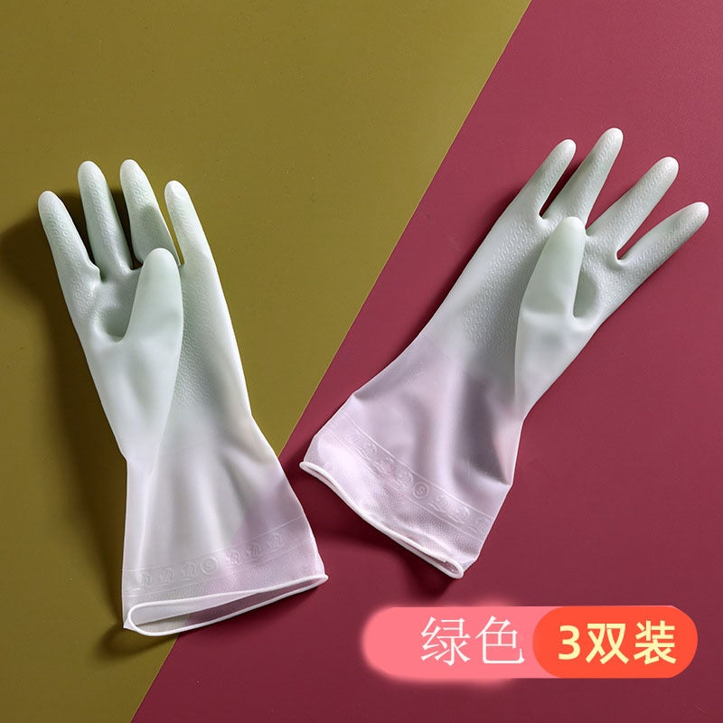 Washing Gloves Womens Kitchen Rubber Household Latex Durable Washing Clothes Waterproof Non-Slip Rubber Household Cleaning Gloves Green [3 pairs]] Green [3 pairs]]