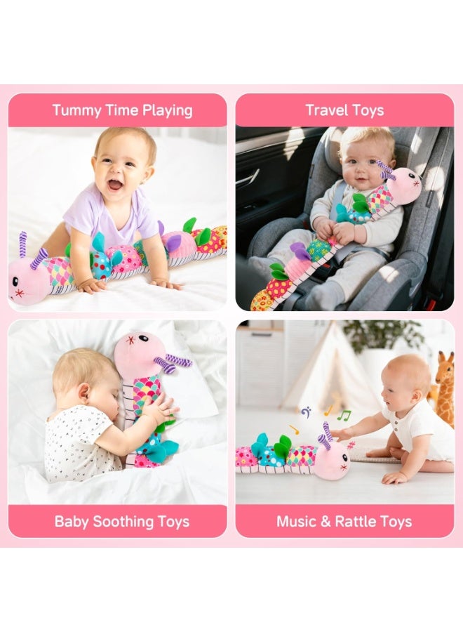 عام ألعاب الأطفال من 0 إلى 12 شهرًا، لعبة كاتربيلر الموسيقية المحشوة من القطيفة للرضع، ألعاب حسية خشخيشة ناعمة على شكل حيوانات مع عضاضة لوقت البطن، هدية عيد ميلاد للهالوين وعيد الميلاد للأولاد والبنات حديثي الولادة - Image 5