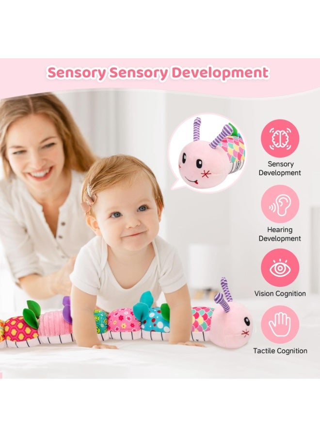 عام ألعاب الأطفال من 0 إلى 12 شهرًا، لعبة كاتربيلر الموسيقية المحشوة من القطيفة للرضع، ألعاب حسية خشخيشة ناعمة على شكل حيوانات مع عضاضة لوقت البطن، هدية عيد ميلاد للهالوين وعيد الميلاد للأولاد والبنات حديثي الولادة - Image 4