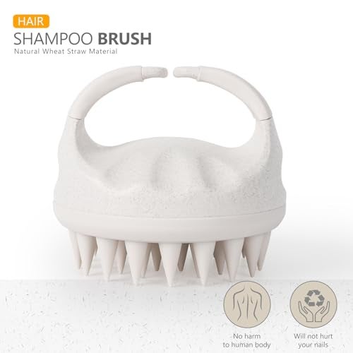 Sndyi Soft Silicone Scalp Massager for Dandruff Removal and Hair Growth - Wet Dry Scalp Exfoliator Brush for Scalp Care - Beige - Image 2