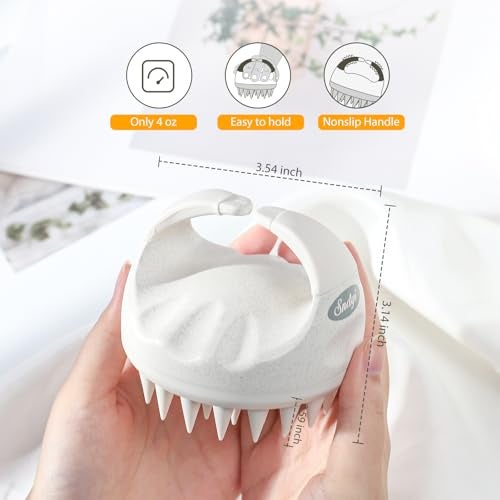 Sndyi Soft Silicone Scalp Massager for Dandruff Removal and Hair Growth - Wet Dry Scalp Exfoliator Brush for Scalp Care - Beige - Image 3