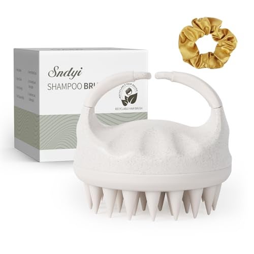 Sndyi Soft Silicone Scalp Massager for Dandruff Removal and Hair Growth - Wet Dry Scalp Exfoliator Brush for Scalp Care - Beige - Image 1